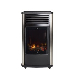 Poêle à gaz Manhattan à effet feu de bois – Gris/noir ou Burgundy/rouge