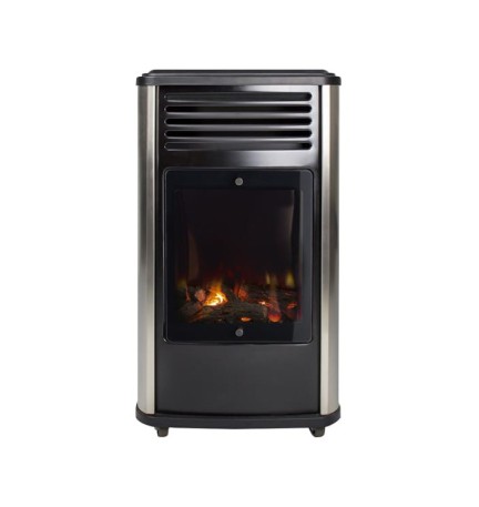 Poêle à gaz Manhattan à effet feu de bois – Gris/noir ou Burgundy/rouge