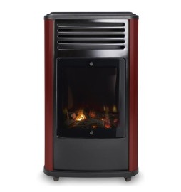 Poêle à gaz Manhattan à effet feu de bois – Gris/noir ou Burgundy/rouge