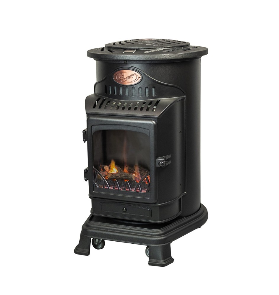 Chauffage gaz Provence noir mat 3,4 kW – Détendeur 30 mbar et tuyau inclus