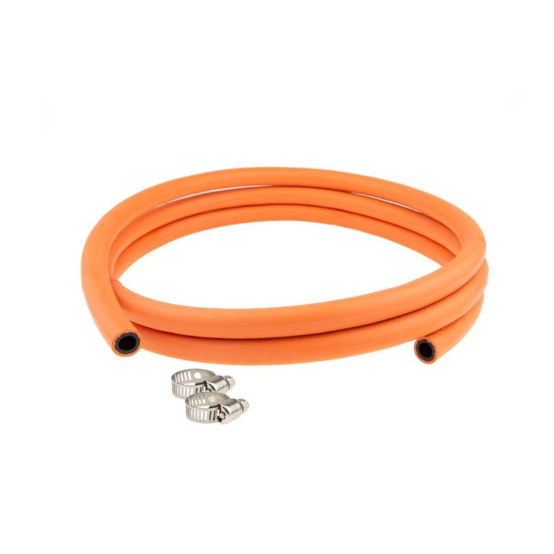 Flexible gaz orange 8mm avec colliers de serrage