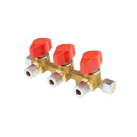 Nourrice gaz avec raccords olive 8 mm et 3 sorties