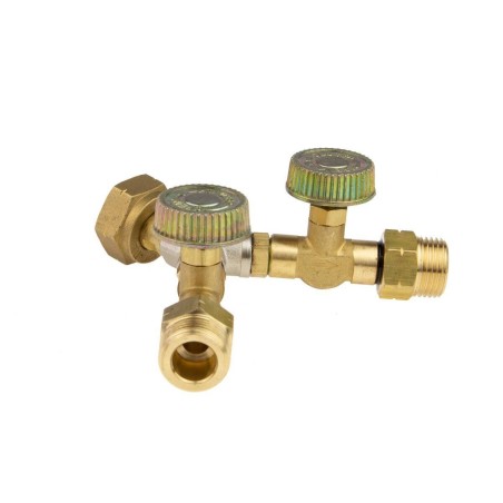 Dérivation en Y avec robinets pour bouteille gaz